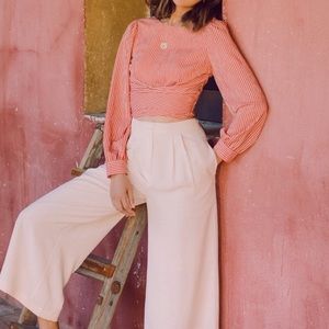 V back stripped crisscross top - NWOT